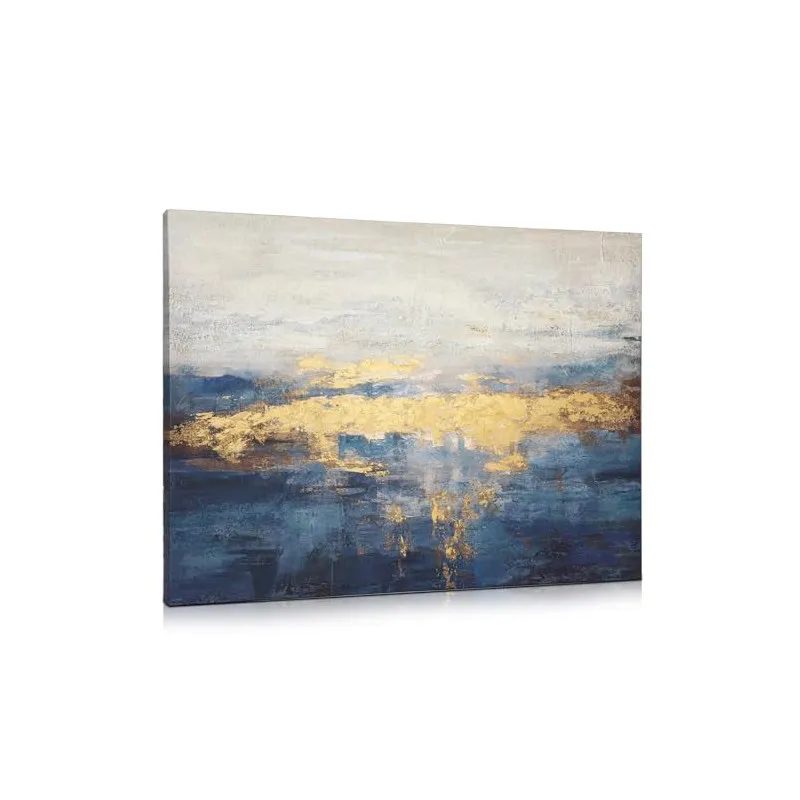 Tablou Canvas Briful Abstract Albastru Auriu 80x60 cm