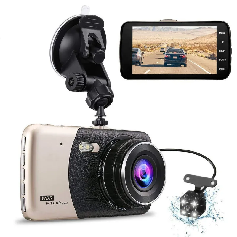 Camera DVR dubla, ecran 4 inch,Full HD 1080p, 170 grade, marșarier