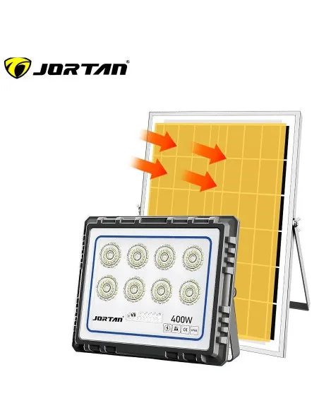 Proiector LED 400W cu panou solar, exterior IP 66, telecomanda, Jortan 2021