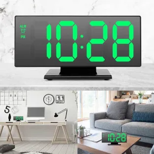 Ceas digital LED cu oglinda, litere mari, USB