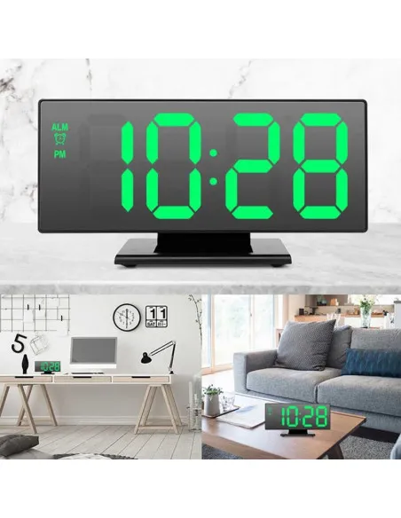 Ceas digital LED cu oglinda, litere mari, USB