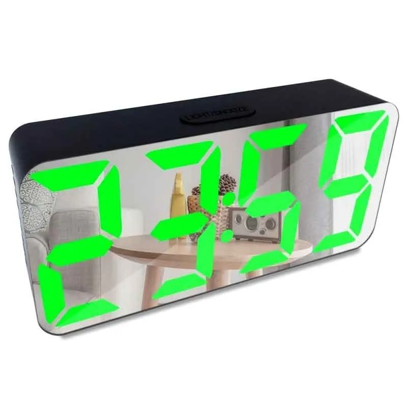 Ceas digital oglinda cu LED Verde, Rosu, Alb