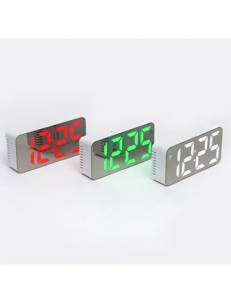 Ceas digital oglinda cu LED Verde, Rosu, Alb