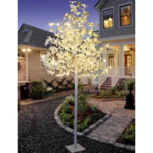 Copac decorativ sarbatori, Alb, frunze artar ,iluminat 160 LED 2