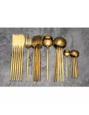 Set de tacamuri inox, 24 piese, 6 persoane, model portughez, auriu/negru