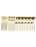 Set de tacamuri inox, 24 piese, 6 persoane, model portughez, auriu/negru