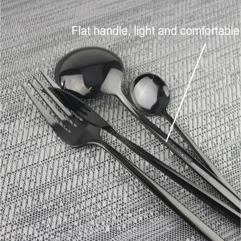 Set de tacamuri inox, 24 piese, 6 persoane, model portughez, auriu/negru