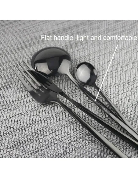 Set de tacamuri inox, 24 piese, 6 persoane, model portughez, auriu/negru