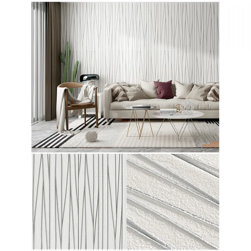 Set 5 placi tapet 4D, autoadeziv, 70x70cm, diverse culori, model liniute