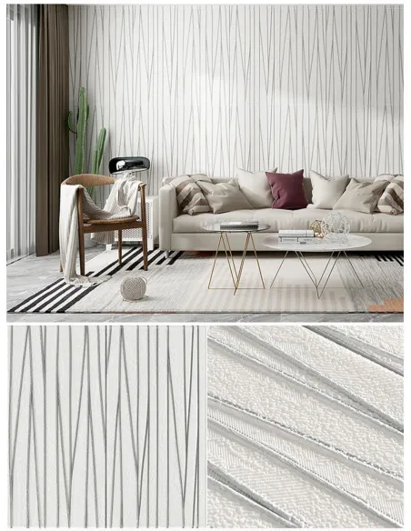 Set 5 placi tapet 4D, autoadeziv, 70x70cm, diverse culori, model liniute