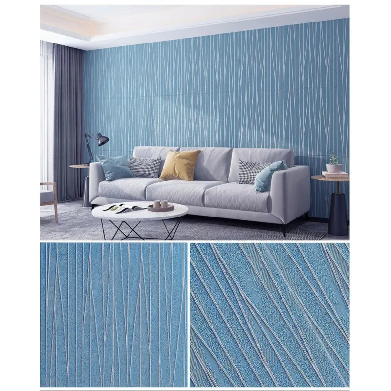 Set 5 placi tapet 4D, autoadeziv, 70x70cm, diverse culori, model liniute