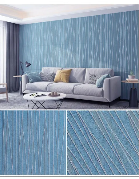 Set 5 placi tapet 4D, autoadeziv, 70x70cm, diverse culori, model liniute