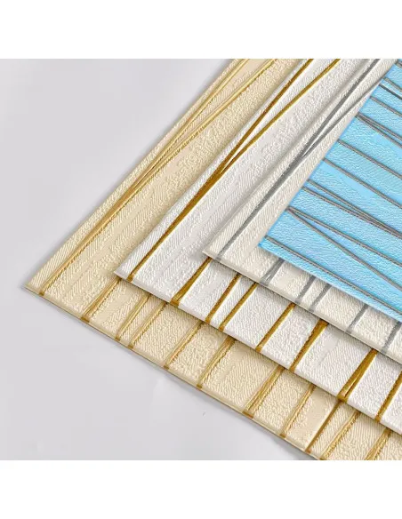 Set 5 placi tapet 4D, autoadeziv, 70x70cm, diverse culori, model liniute
