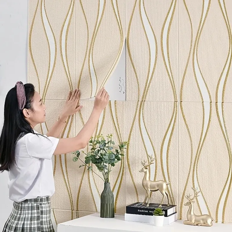 Set 5 placi tapet 4D, autoadeziv, 70x70cm, diverse culori