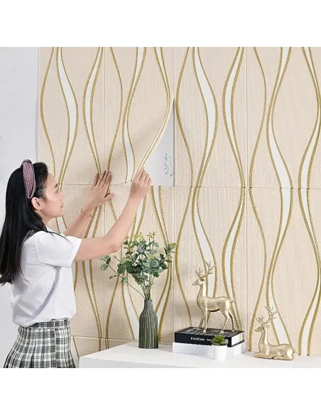 Set 5 placi tapet 4D, autoadeziv, 70x70cm, diverse culori