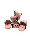 Carucior 3 in 1, 3 piese landou, sport si scoica, 0-36 luni, negru, RED-T6