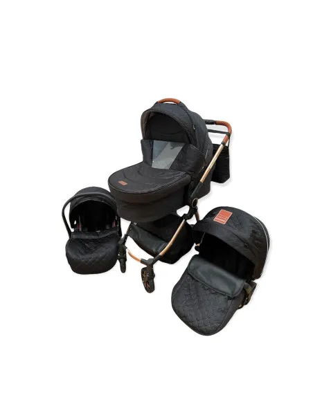 Carucior 3 in 1, 3 piese landou, sport si scoica, 0-36 luni, negru, RED-T6
