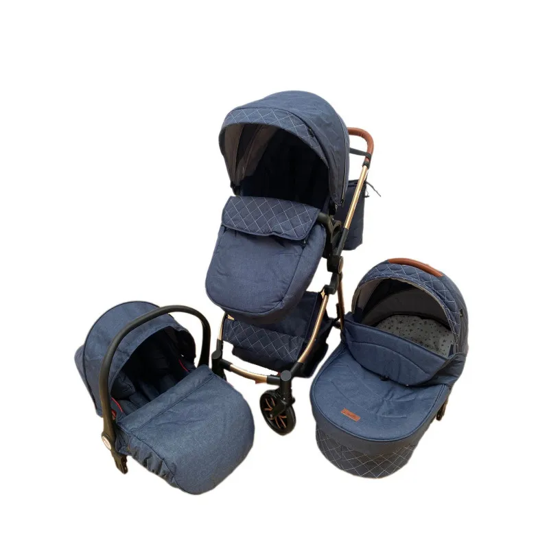 Carucior 3 in 1, 3 piese landou, sport si scoica, 0-36 luni, negru, RED-T6