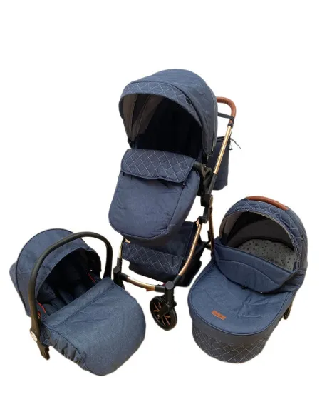 Carucior 3 in 1, 3 piese landou, sport si scoica, 0-36 luni, negru, RED-T6