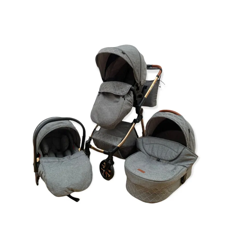 Carucior 3 in 1, 3 piese landou, sport si scoica, 0-36 luni, negru, RED-T6