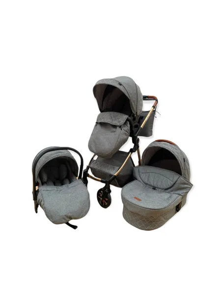 Carucior 3 in 1, 3 piese landou, sport si scoica, 0-36 luni, negru, RED-T6
