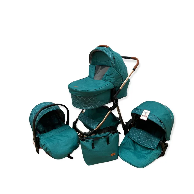 Carucior 3 in 1, 3 piese landou, sport si scoica, 0-36 luni, negru, RED-T6