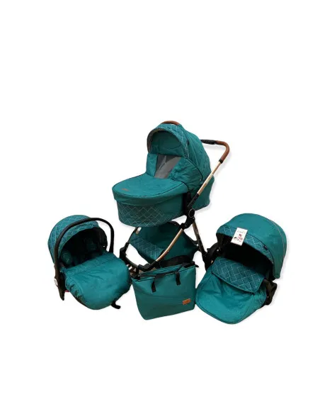 Carucior 3 in 1, 3 piese landou, sport si scoica, 0-36 luni, negru, RED-T6