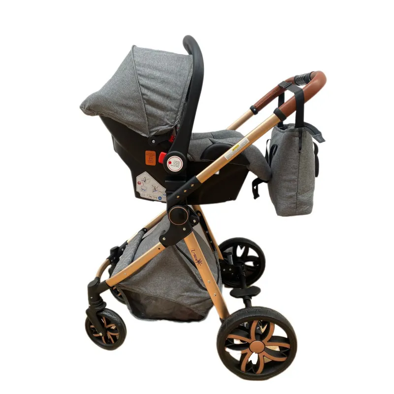 Carucior 3 in 1, 3 piese landou, sport si scoica, 0-36 luni, negru, RED-T6