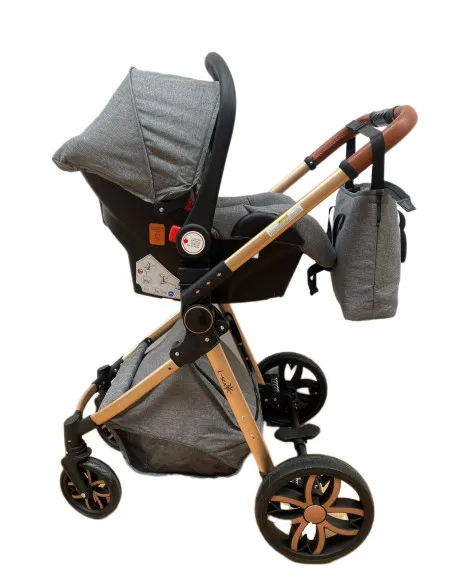 Carucior 3 in 1, 3 piese landou, sport si scoica, 0-36 luni, negru, RED-T6