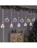 Instalatie led tip perdea cu diferite figurine, cercuri si globuri luminoase