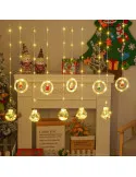 Instalatie led tip perdea cu diferite figurine, cercuri si globuri luminoase