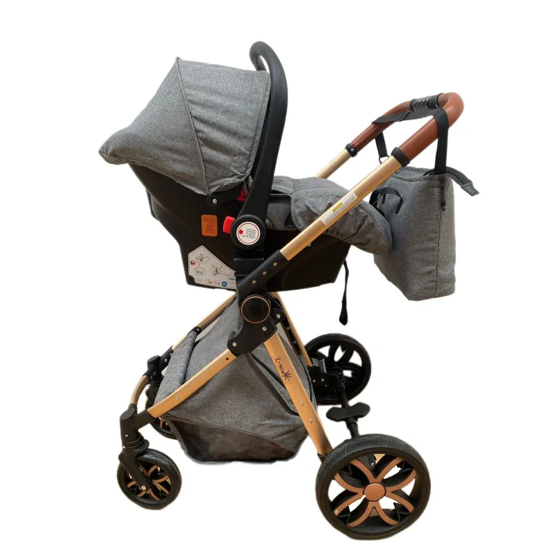 Carucior 3 in 1, 3 piese landou, sport si scoica, 0-36 luni, negru, RED-T6