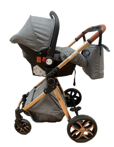 Carucior 3 in 1, 3 piese landou, sport si scoica, 0-36 luni, negru, RED-T6