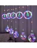Instalatie led tip perdea cu diferite figurine, cercuri si globuri luminoase