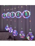 Instalatie led tip perdea cu diferite figurine, cercuri si globuri luminoase