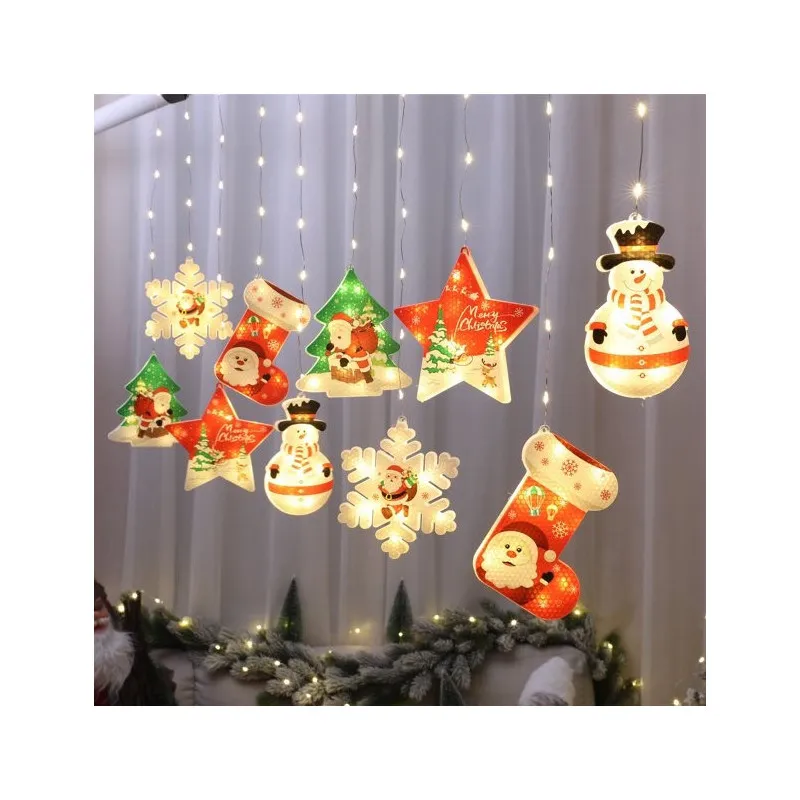 Perdea LED Crăciun 3m – Alb Cald sau Multicolor, Figurine Festive, Interconectabilă, Interior & Exterior