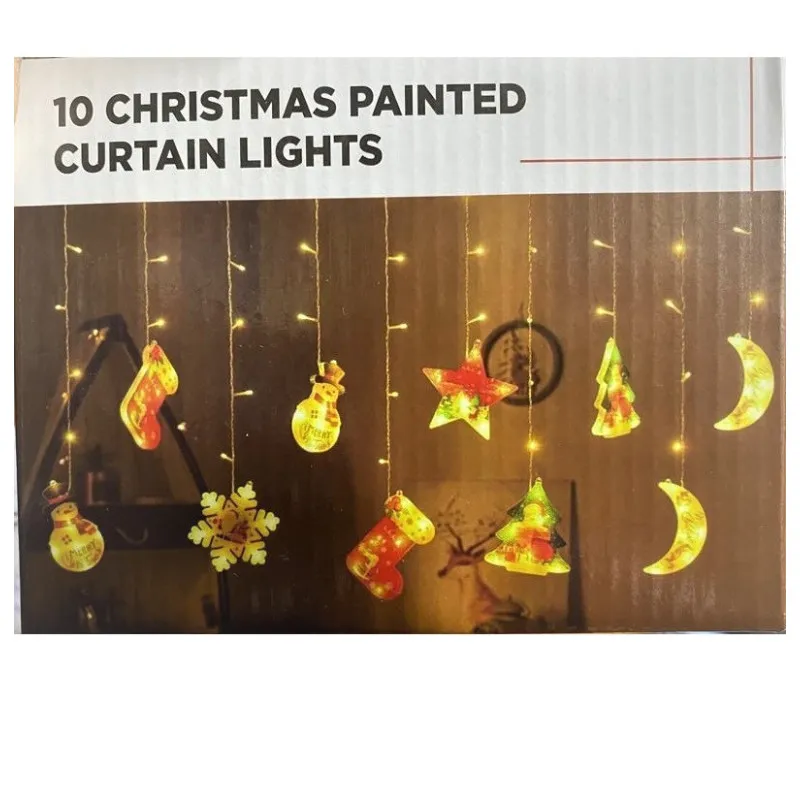 Perdea LED Crăciun 3m – Alb Cald sau Multicolor, Figurine Festive, Interconectabilă, Interior & Exterior