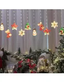 Set 2 x Perdea LED Crăciun 3m – 10 Figurine (Stea, Fulg de Nea, Moș), Interior