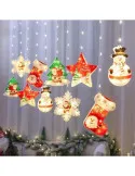 Set 2 x Perdea LED Crăciun 3m – 10 Figurine (Stea, Fulg de Nea, Moș), Interior