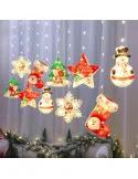 Set 2 x Perdea LED Crăciun 3m – 10 Figurine (Stea, Fulg de Nea, Moș), Interior