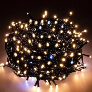 Instalatie Led tip sir de Craciun, 81.5 metri, 500 LED-uri cu flash, diverse culori, interconectabila