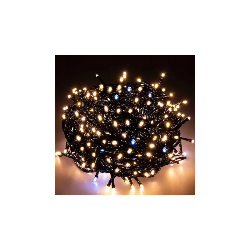 Instalatie Led tip sir de Craciun, 81.5 metri, 500 LED-uri cu flash, diverse culori, interconectabila