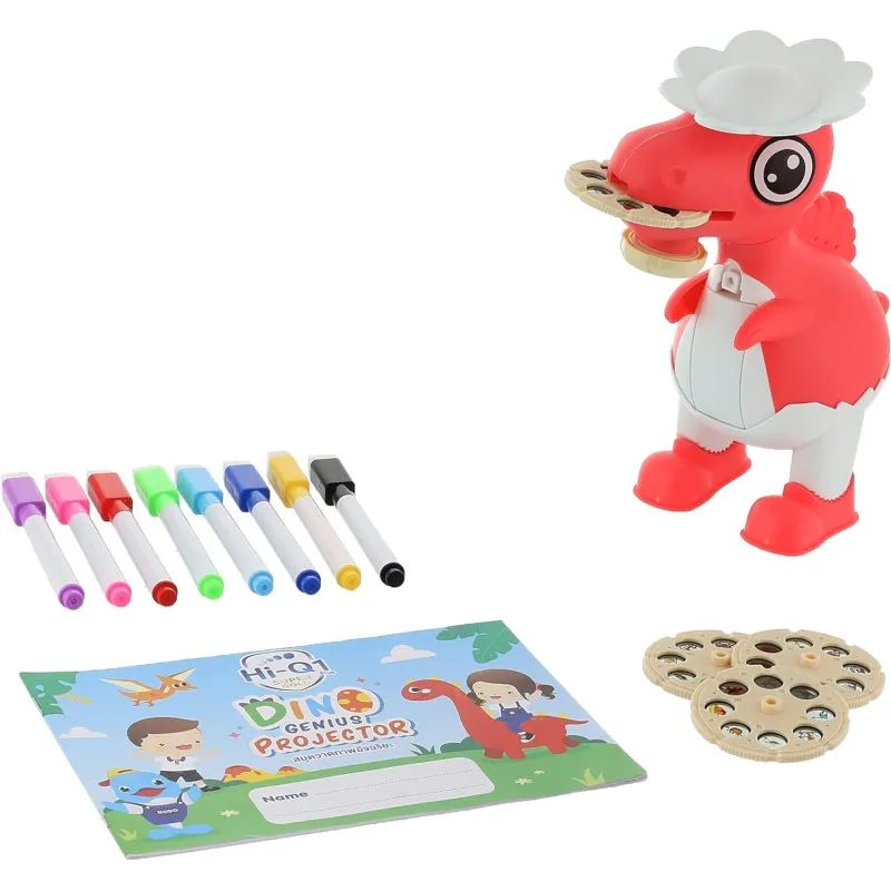 Dinozaur Proiector pentru Desen – 32 Imagini Proiectate + 8 Carioci Colorate Incluse