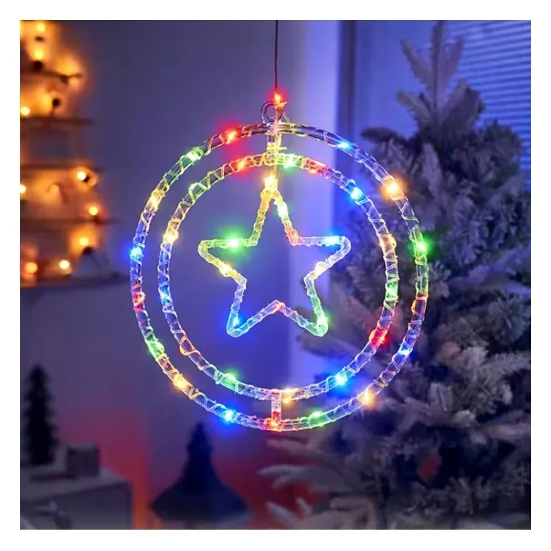 Ornament luminos Cercuri cu Stea 40x40 cm, diverse culori