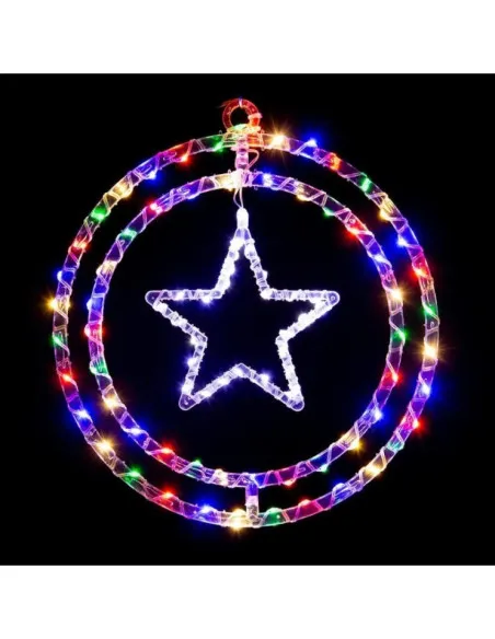 Ornament luminos Cercuri cu Stea 40x40 cm, diverse culori