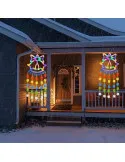 Instalație Perdea LED Crăciun 160cm – Multicolor, Figurine (Fulg de Nea, Brad, Clopoței)
