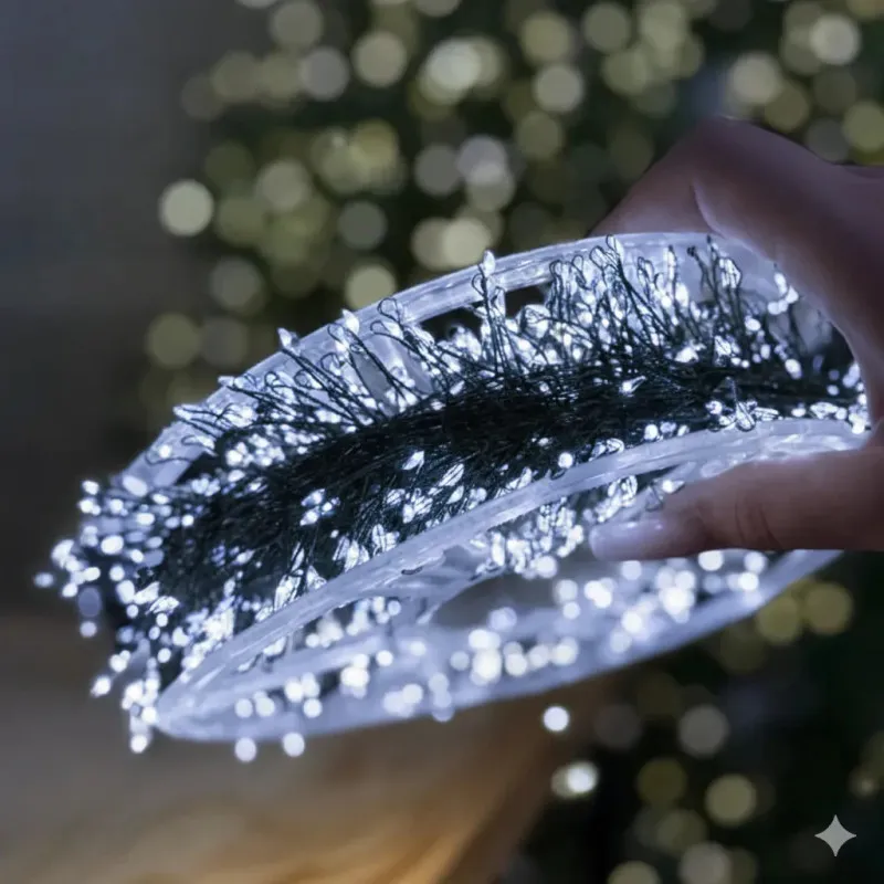 Rola 1000 LED Mini, 50m, Alb Rece, Fir Cupru Verde - Iluminat Festiv Interior/Exterior