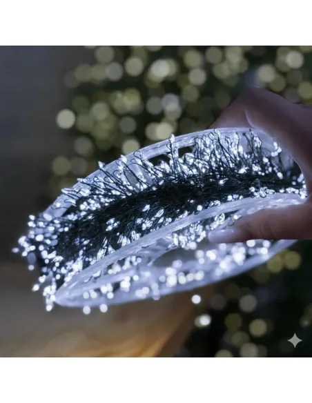 Rola 1000 LED Mini, 50m, Alb Rece, Fir Cupru Verde - Iluminat Festiv Interior/Exterior