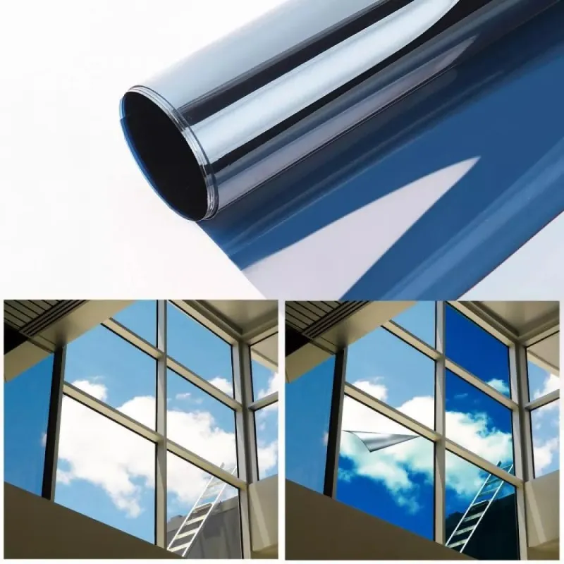 2 x Folie protectie solara pentru geamuri interioare, cu efect de oglinda, UV, 60x300cm