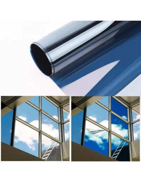 2 x Folie protectie solara pentru geamuri interioare, cu efect de oglinda, UV, 60x200cm